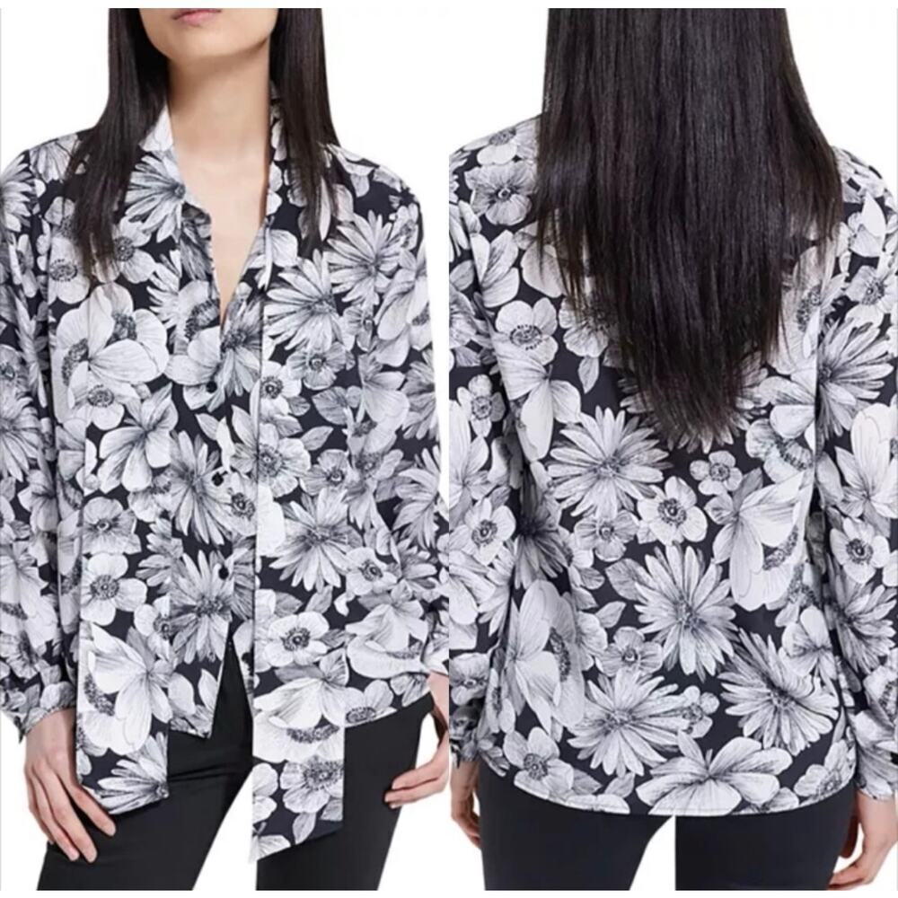 The Kooples Quiet Luxury 100% Silk Floral Blouse Size Small NWT